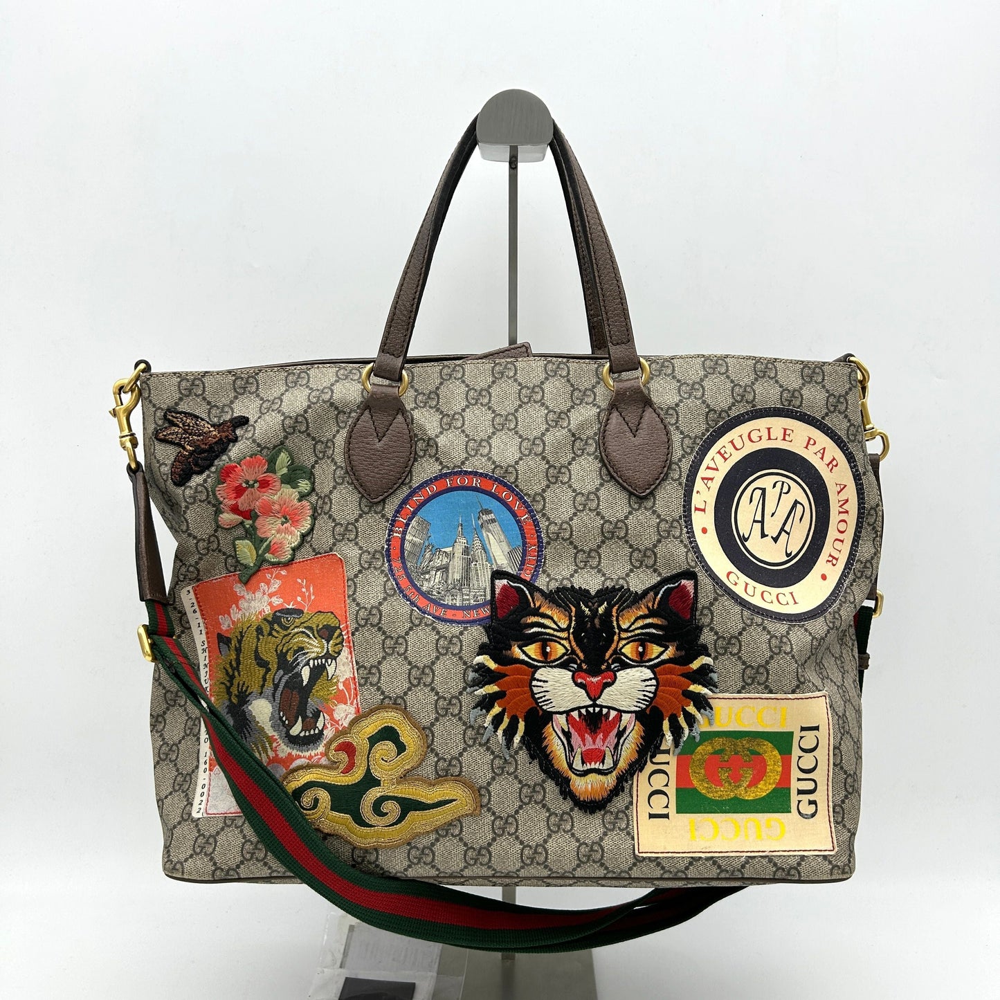 GUCCI Soft GG Supreme Monogram Courrier Large Duffle Bag Beige New Acero Multicolor LA24159