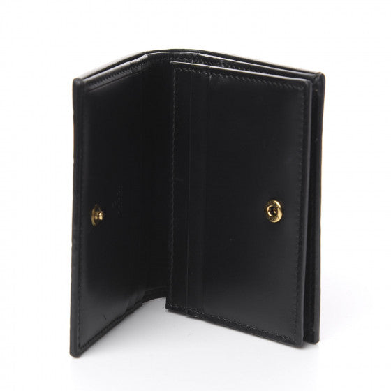 Gucci Guccissima Crystal Cat Card Case in Black