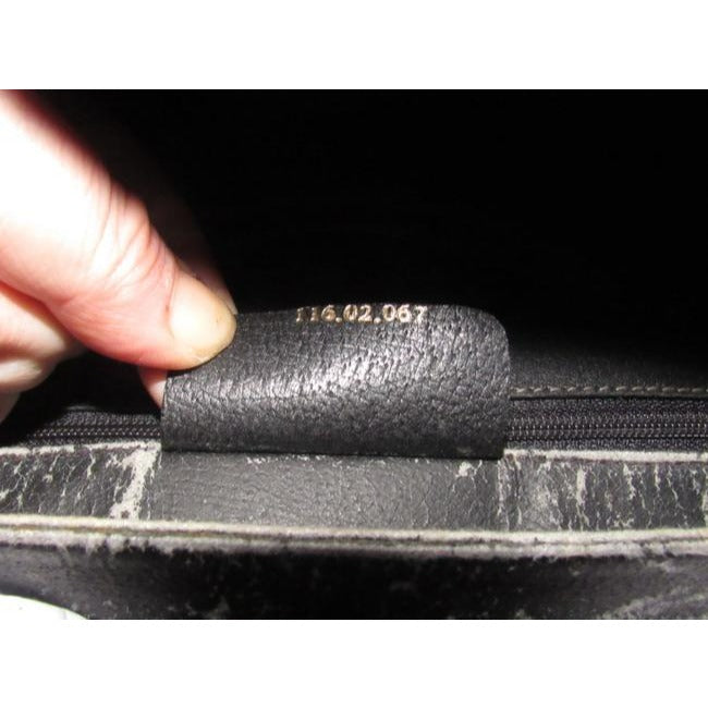 Gucci Guccissima Envelope Grey On Black G Logo Print Leather