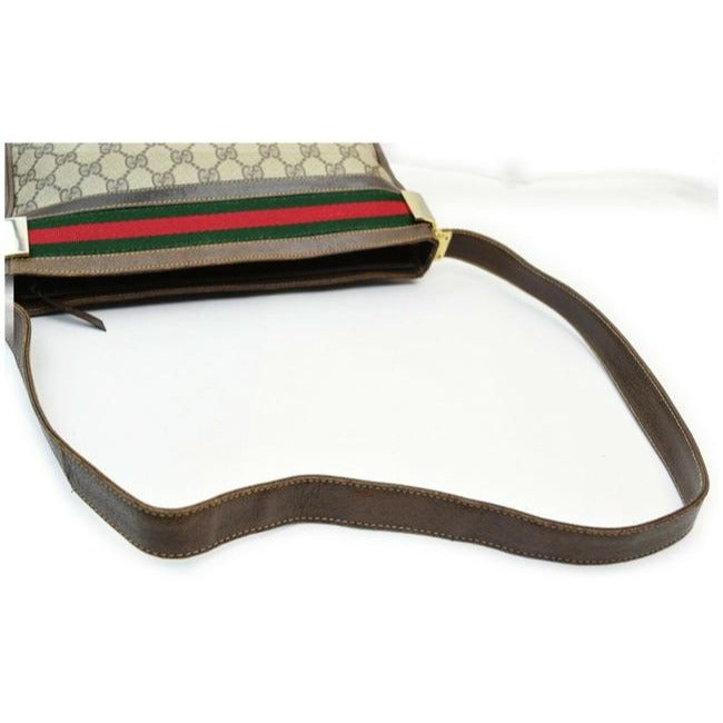 Gucci Supreme W Guccissima Print Coated Canvasleather Sherry Stripe Brown Gg Canvas Shoulder Bag
