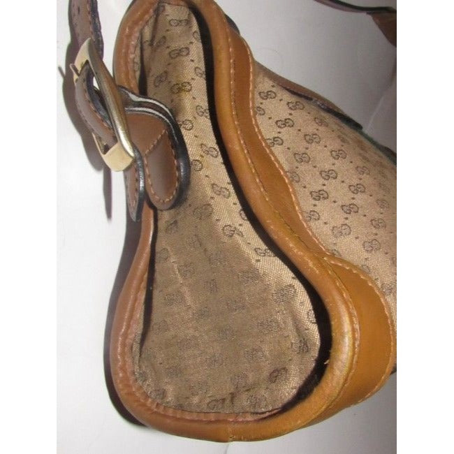 Gucci Vintage Pursesdesigner Purses Brown Small G Logo Print Fabric And Camel Leather With Redgreen