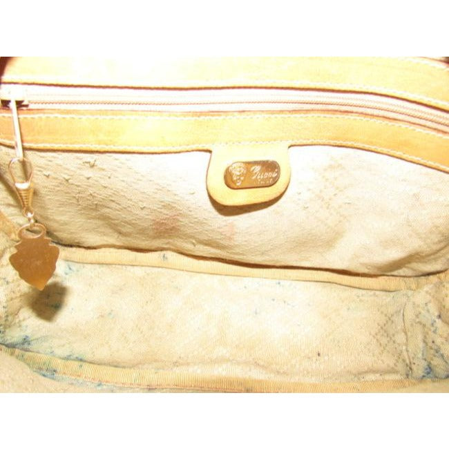 Gucci Gucci, unique, RARE, camel leather & brown small G logo, coated canvas, top zip, camera bag/bowler style, cross body