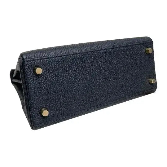 HERMES Kelly 25  navy blue Togo leather Bag Handbag (25,28) gold hardware