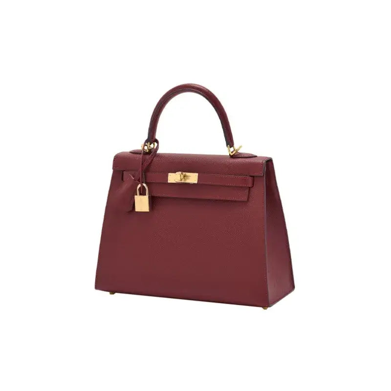 HERMES Kelly  red Togo leather Bag Handbag (25,28) gold hardware
