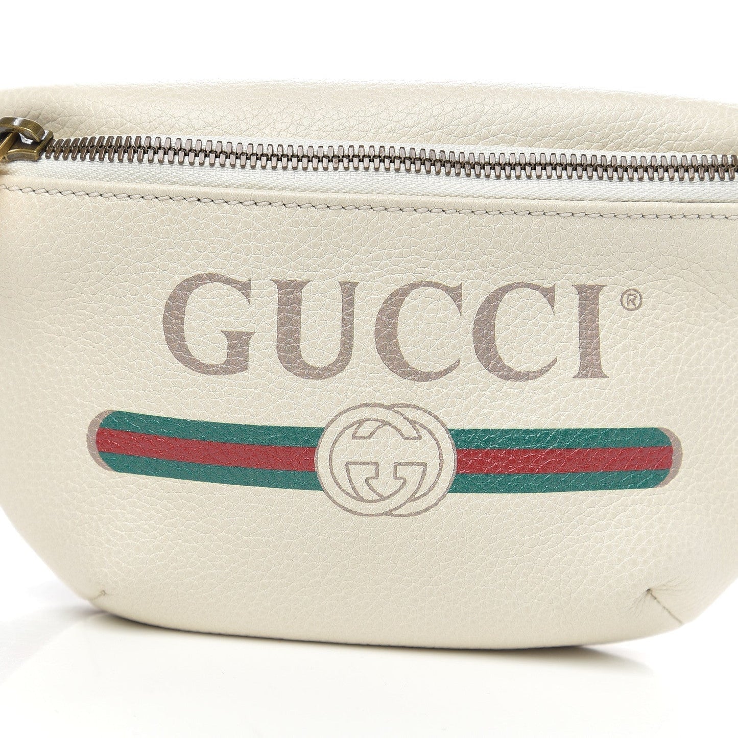 Gucci Logo Belt Bag in White Leather