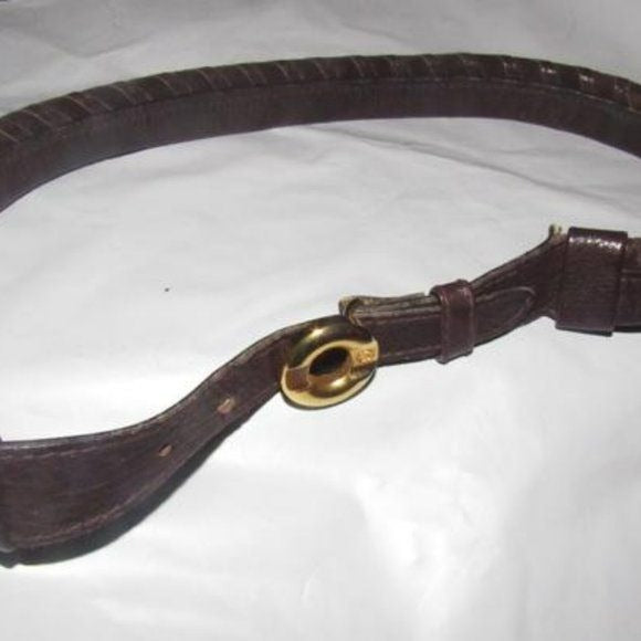Gucci Brown Whip-stitched Leather Gold Tone
