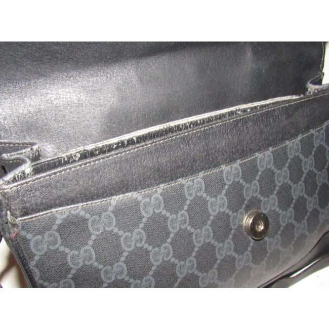 Gucci Guccissima Envelope Grey On Black G Logo Print Leather