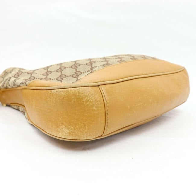 Gucci W Sarah Flip Top Two Handle Gold Striped Brown Gredcamel Strap Leather And Canvas With Bamboo