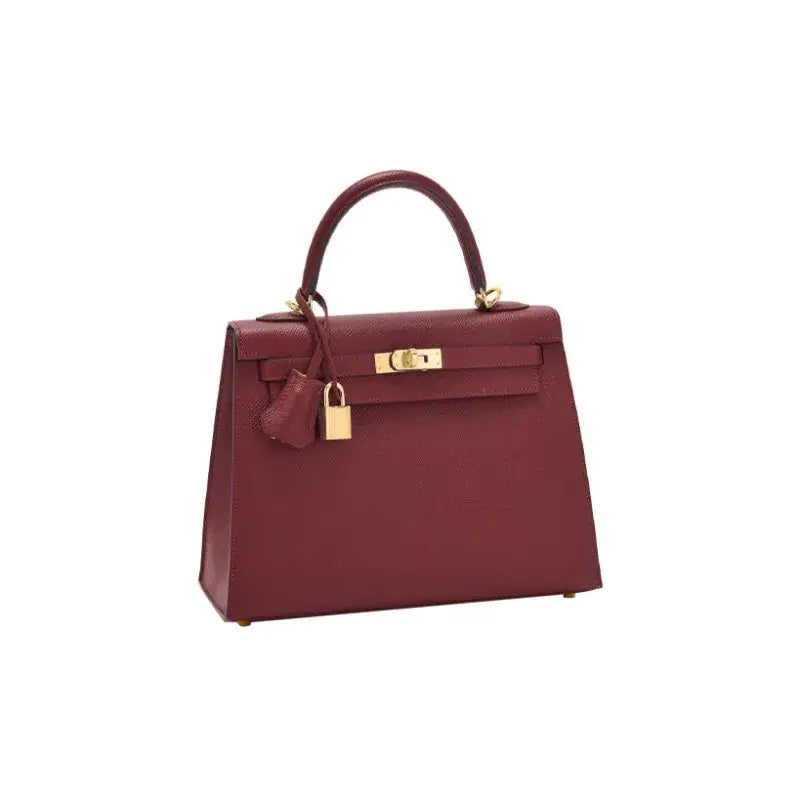 HERMES Kelly  red Togo leather Bag Handbag (25,28) gold hardware