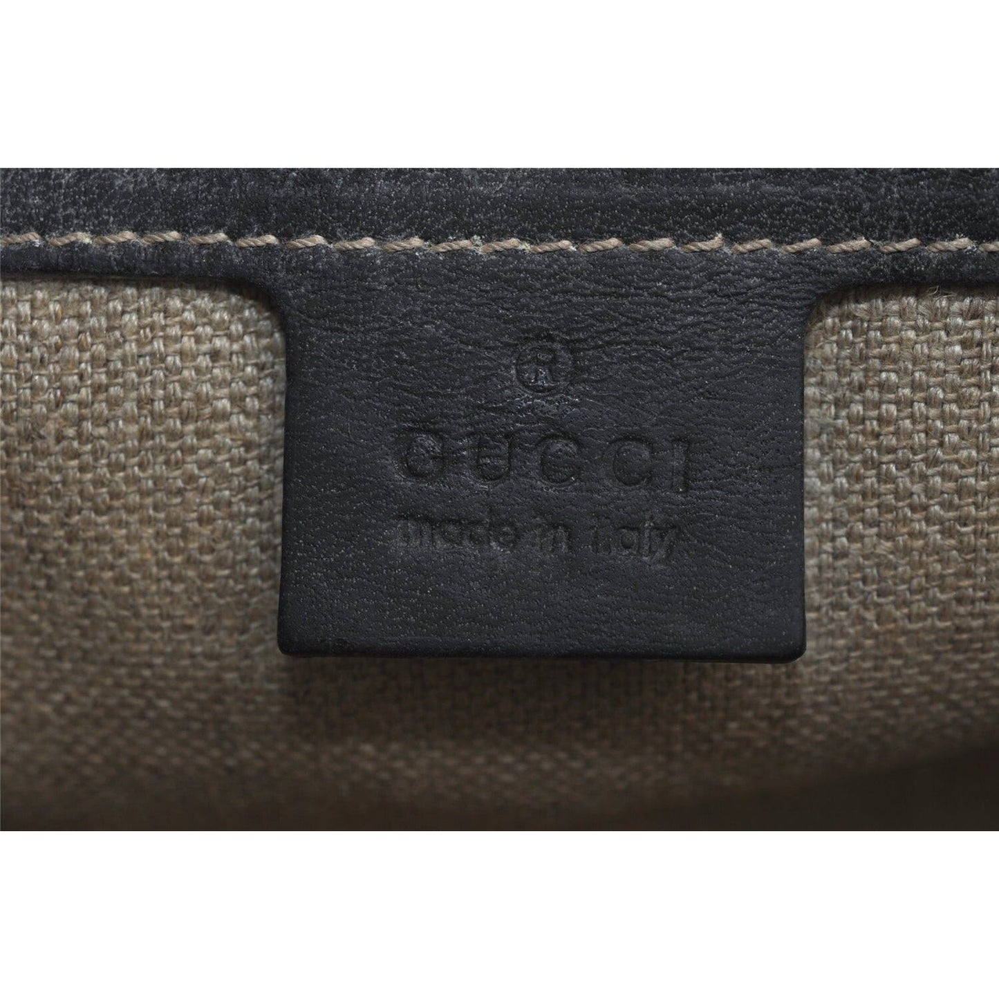GUCCI black leather satchel w tonal stitching & rose gold accents