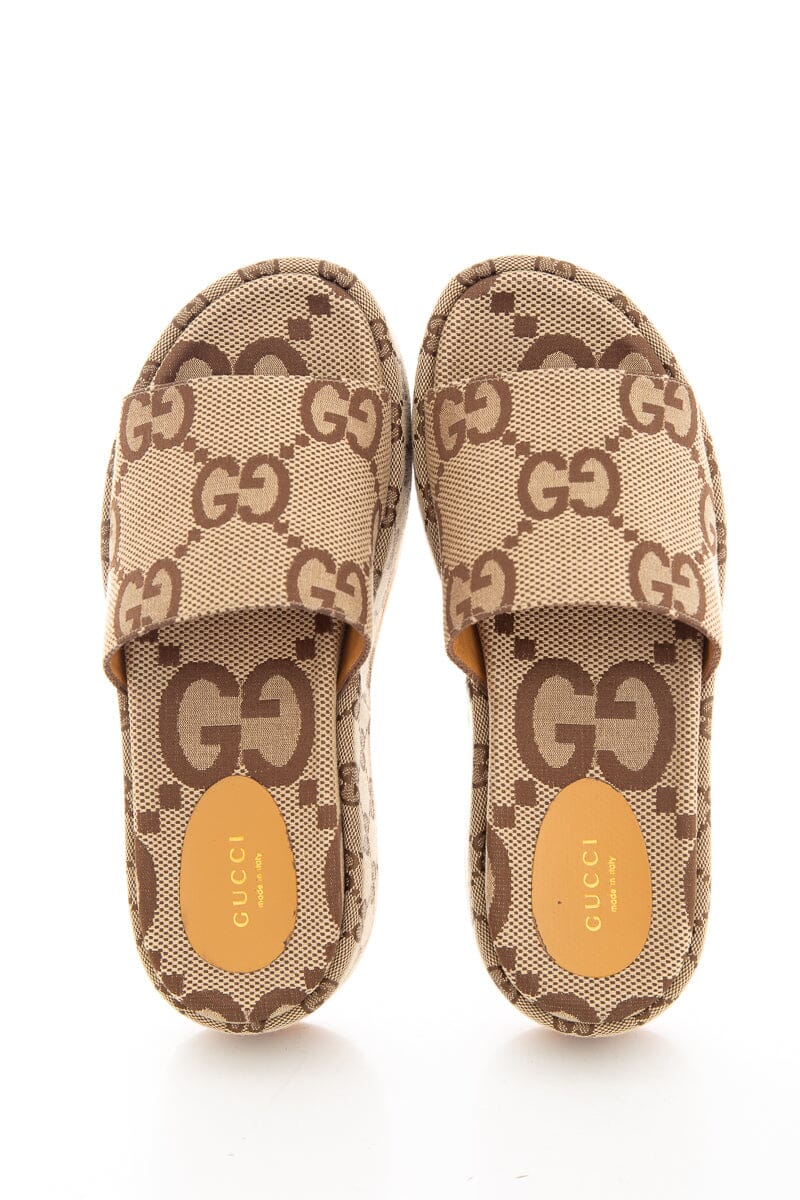 Gucci Monogram GG Logo Canvas Platforms SZ 38