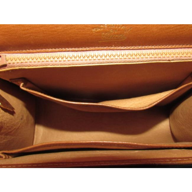Gucci Vintage Caramel Leather With Tortoise Shell Lucite Bakelite And Gold Accent