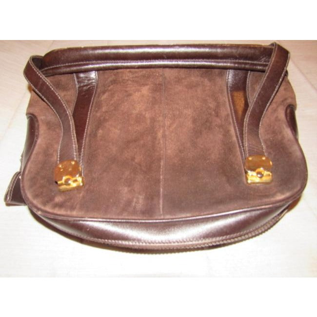 Gucci Vintage Pursesdesigner Purses Dark Brown Suede And Leather Leathersuede Satchel