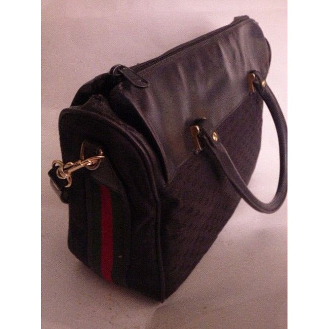 Gucci W Micro Guccissima Print Two Redgreen Stripe Black Leather Satchel