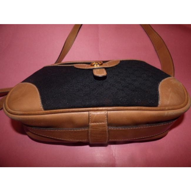 Gucci W Micro Guccissima Print Canvasleather Exterior Pocket Black Leather And Gg Leather Satchel
