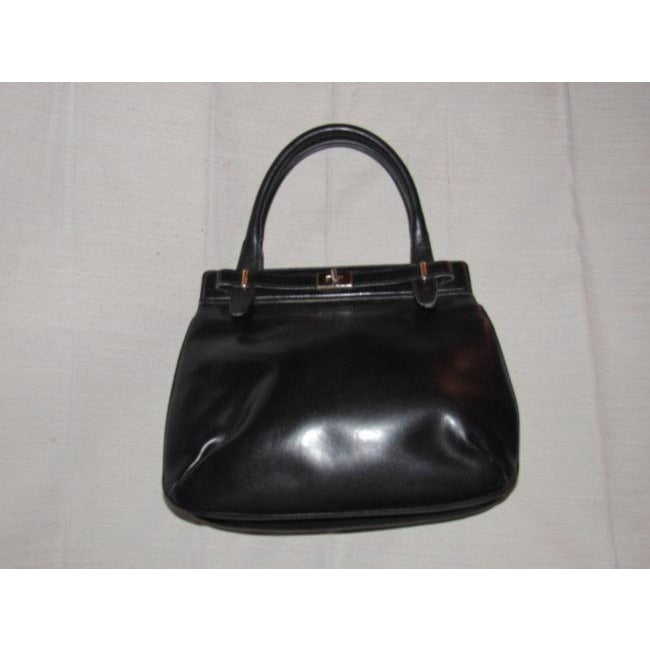 Gucci Padlock Top Handle Bag W Hinged Topcompartments Black Leather Satchel