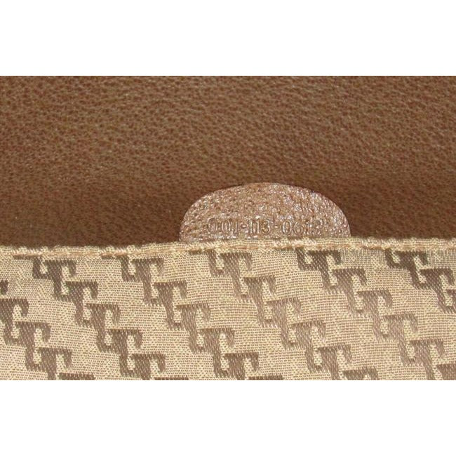 Gucci Vintage Beige Square G Logo Print Canvas And Brown Leather
