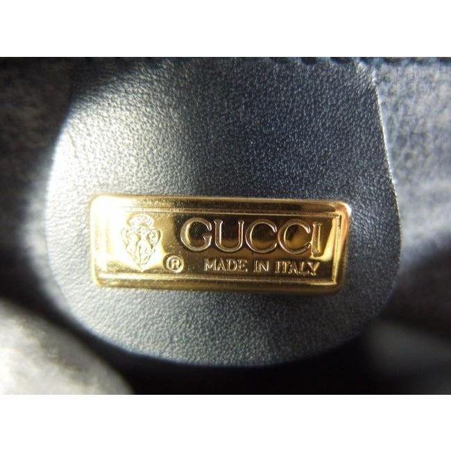 Gucci Vintage Purses Blue Leather And Gg Leather Cross Body Bag