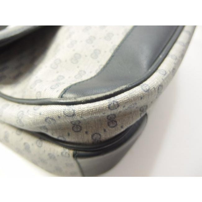 Gucci Vintage Purses Blue Leather And Gg Leather Cross Body Bag
