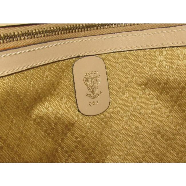Gucci Vintage White Small G Logo Print Canvas And White Leather