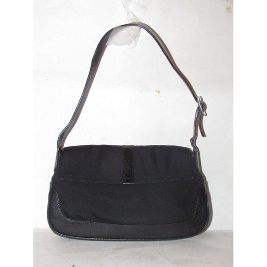 Gucci Jackie Pursesdesigner Purses Black Leather And Black Nylon Fabric Shoulder Bag