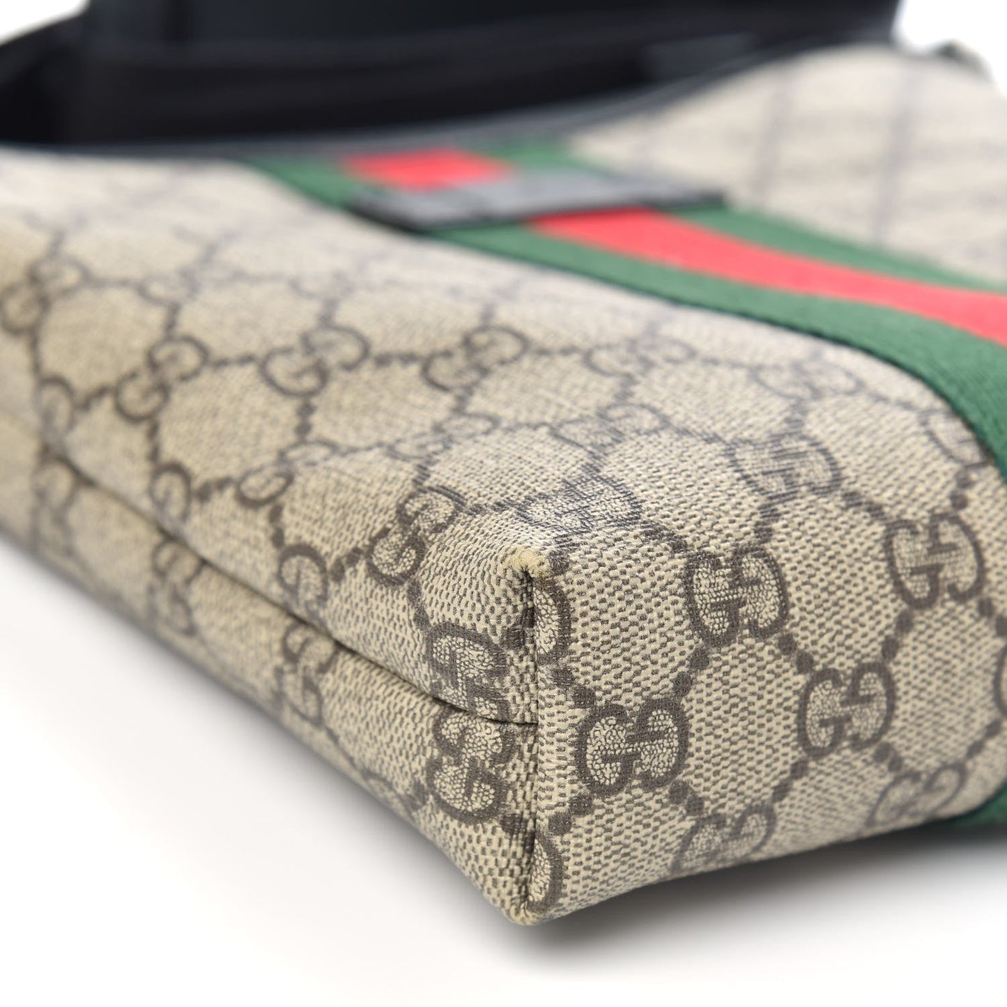 Gucci GG Supreme Monogram Web Messenger Bag in Black