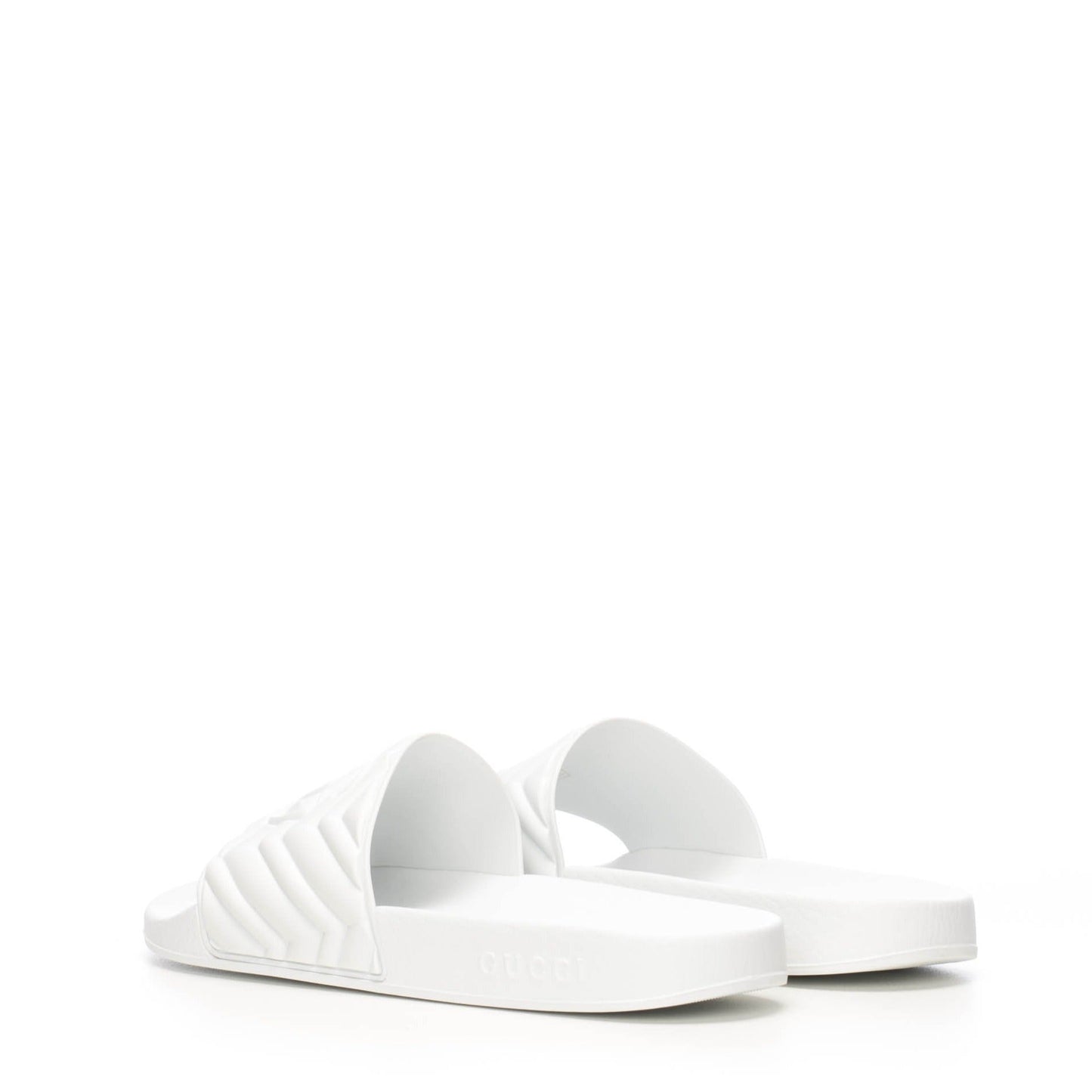 Gucci Matelassé Rubber Slides In White