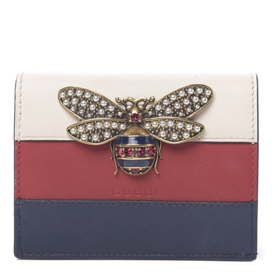 Gucci Queen Margaret Card Case in White, Blue, and Red