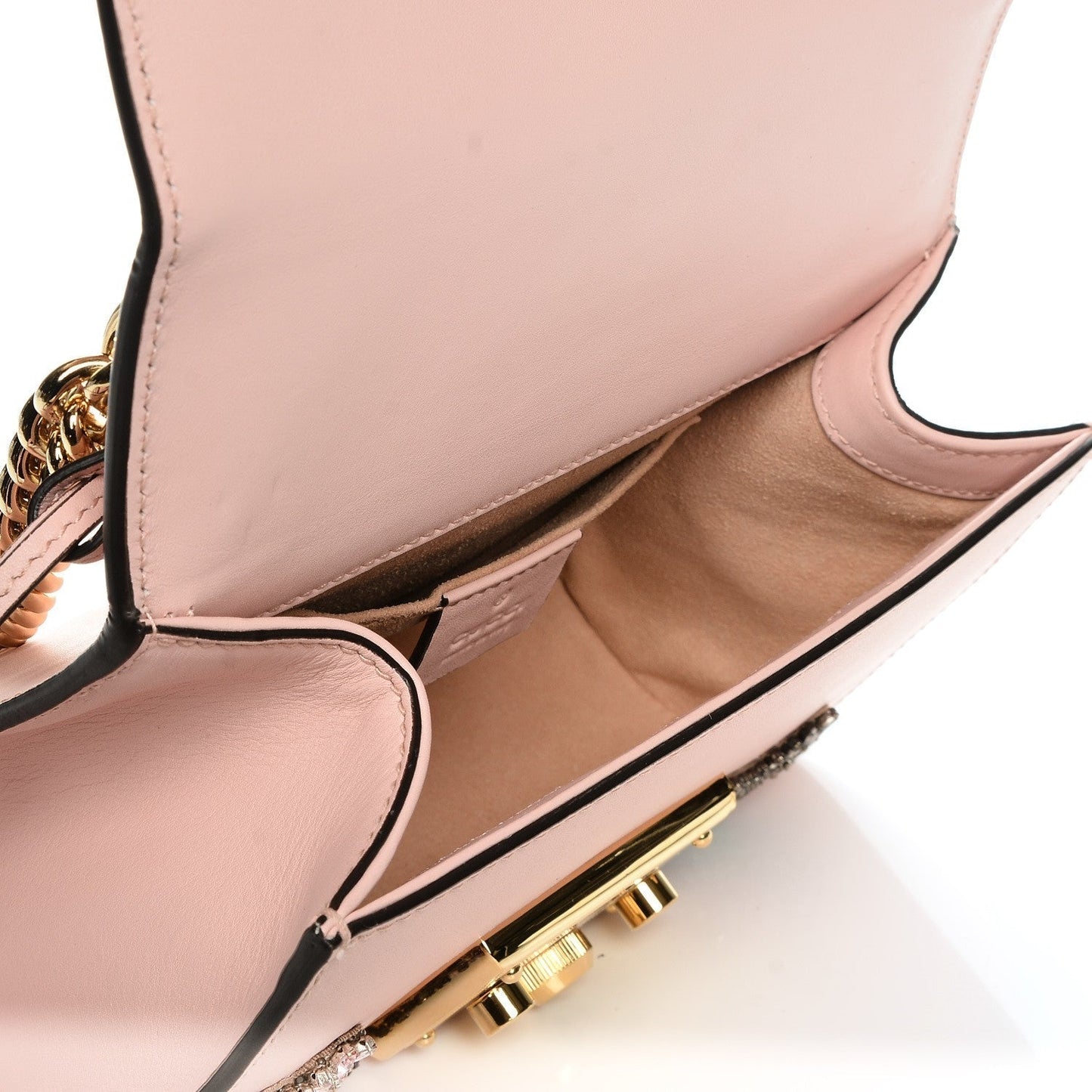 Gucci Crystal Star Small Padlock Shoulder Bag in Pink