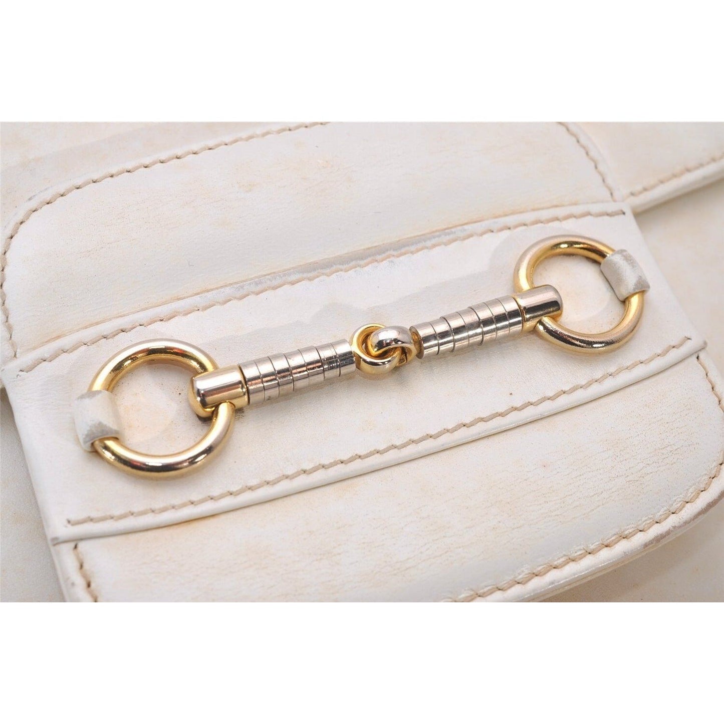 Gucci Ivory Leather 1955 Horse-bit Shoulder bag with two-tone hardware