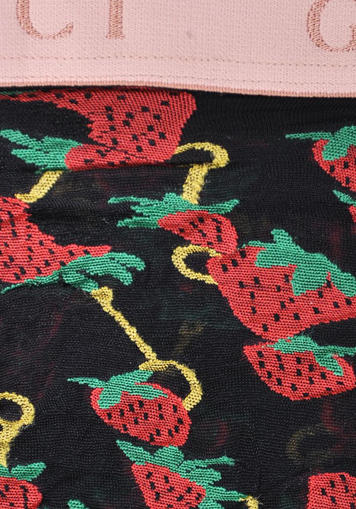 Gucci Strawberry Horse-bit Pattern Socks in Black