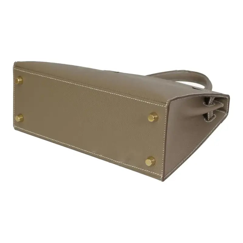 HERMES Kelly Bag Epsom Leather Handbag (25,28) elephant gray gold hardware