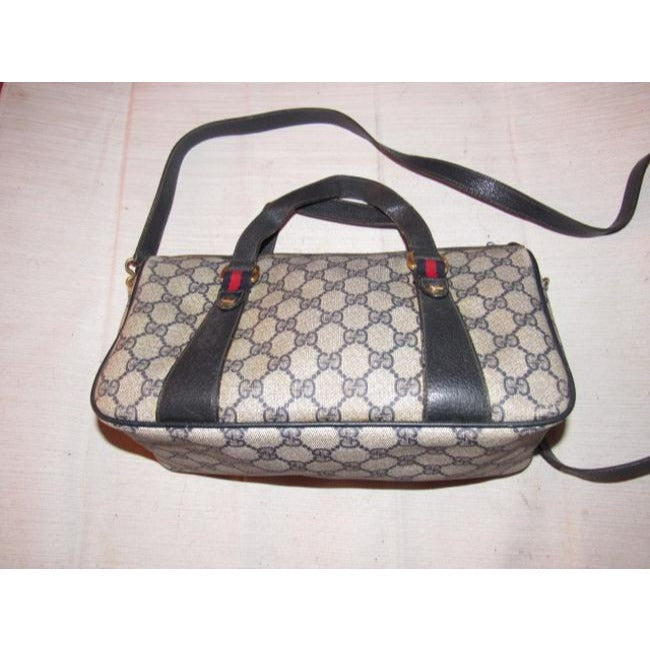 Gucci Speedy W Two Way Red Blue Accent Blue Guccissima Print Leather And Coated Canvas Satchel