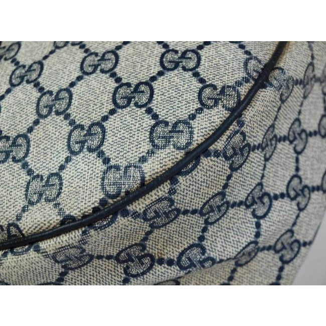 Gucci Shoulder Sherry Line With Red Blue Stripe Navy Guccissima Print Coated Canvas Leather Hobo Bag