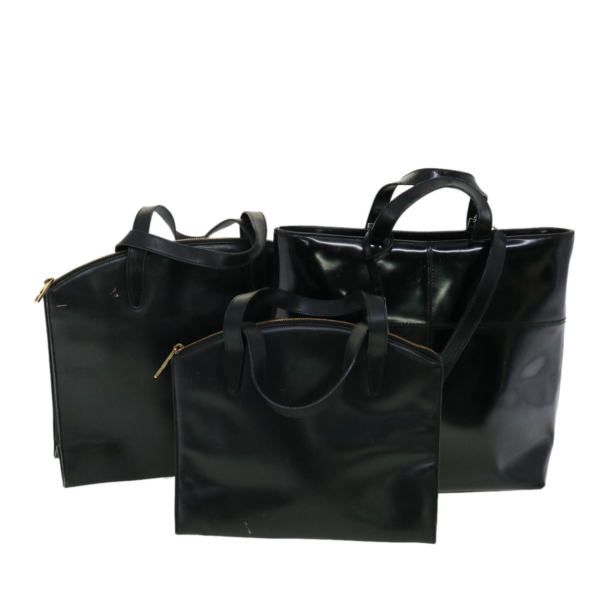 GUCCI Hand Bag Leather 3Set Black  fm1716