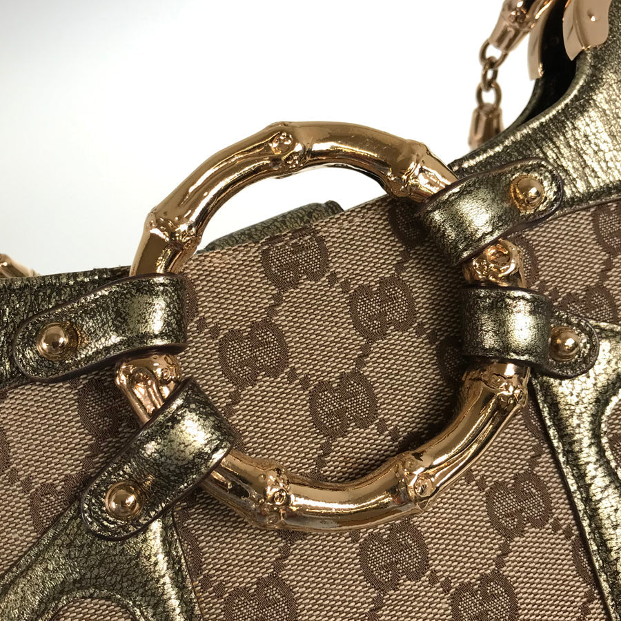 GUCCI Bamboo GG canvas 135962 Hand bag