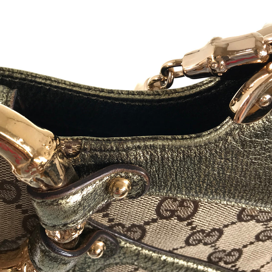 GUCCI Bamboo GG canvas 135962 Hand bag