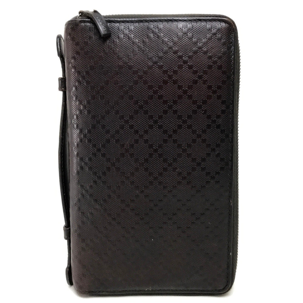 GUCCI Long Wallet Purse 269883 leather Dark brown Diamante Travel case unisex(Unisex) Used