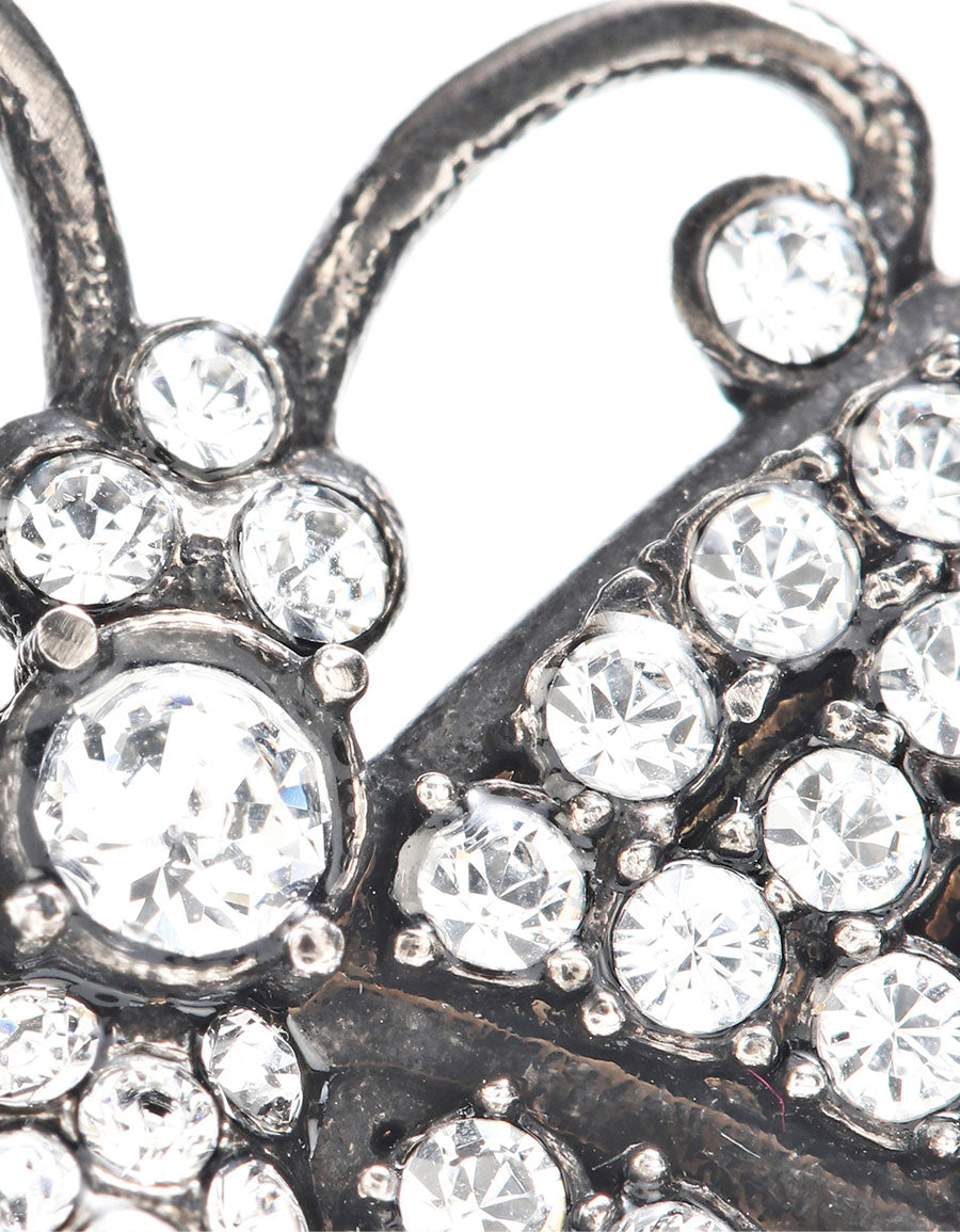 Gucci Crystal Embellished Butterfly Motif Ring in Silver