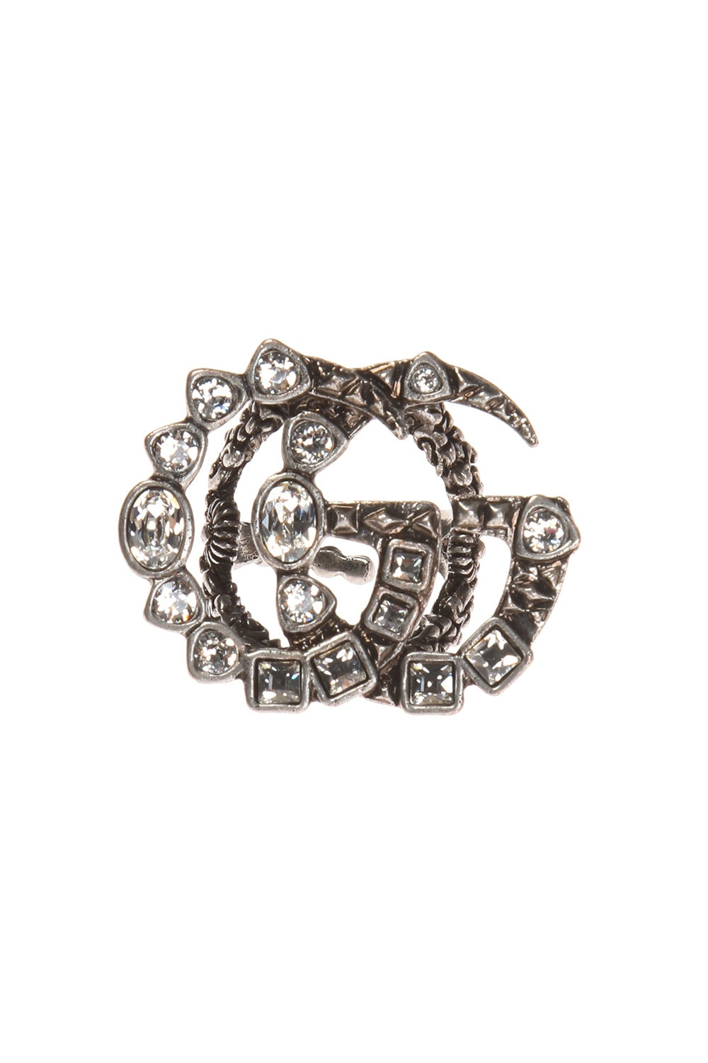 Gucci Crystal Double G Ring in Silver