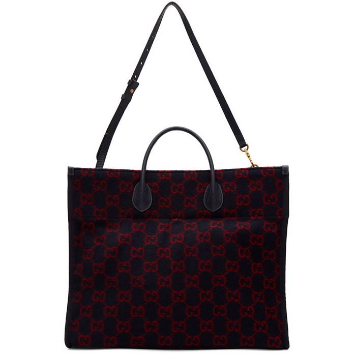 Gucci Wool Monogram GG Tote in Navy