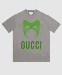 Gucci Oversized Jersey Mask Printed Cotton T-Shirt in Gray