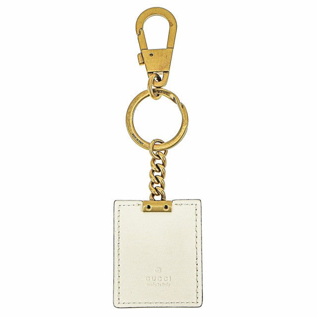 Gucci Embroidered Worldwide Keychain in White
