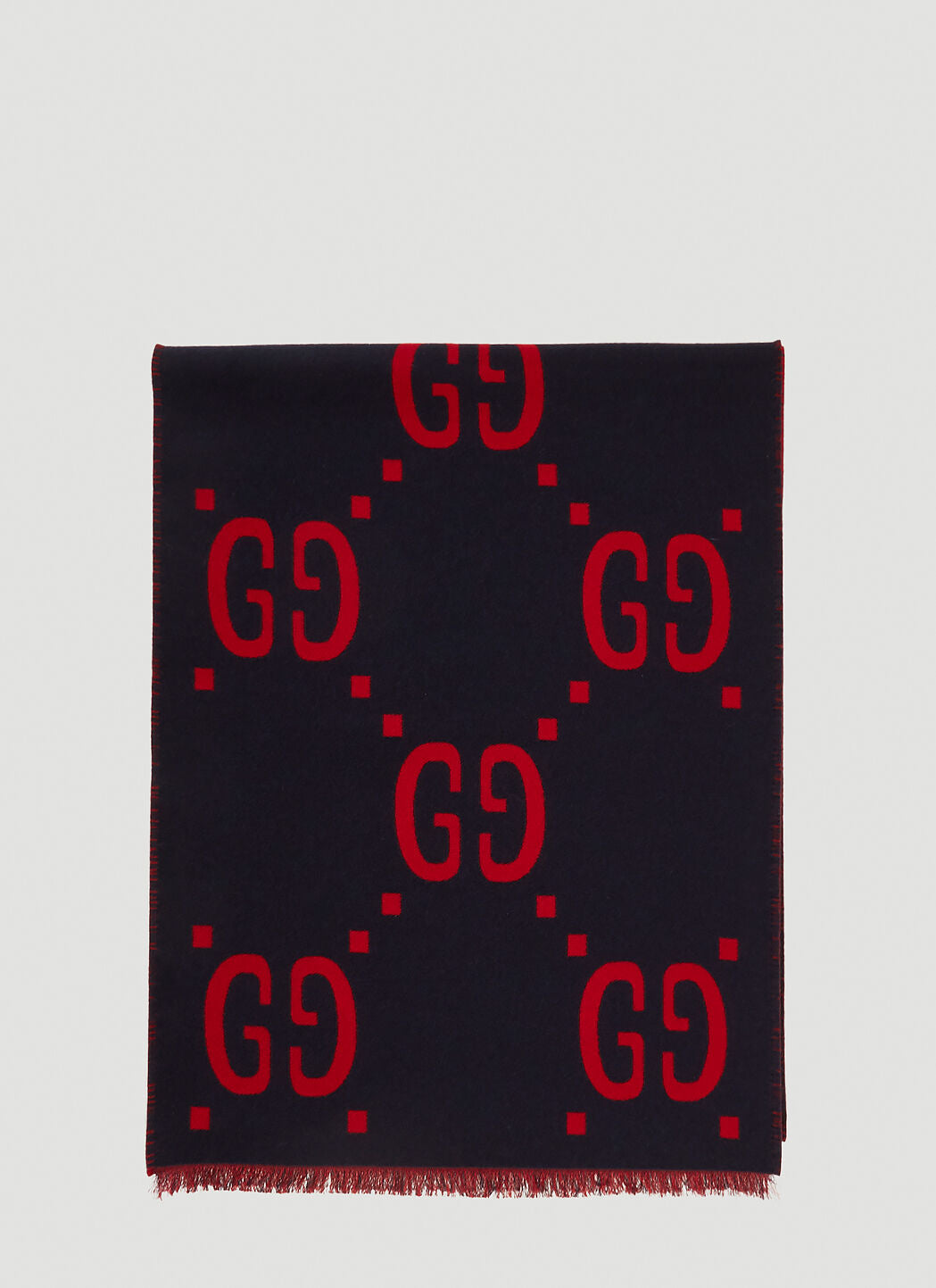 Gucci Men Gg Logo Wool Scarf