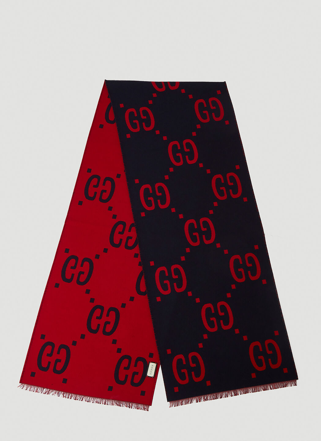 Gucci Men Gg Logo Wool Scarf