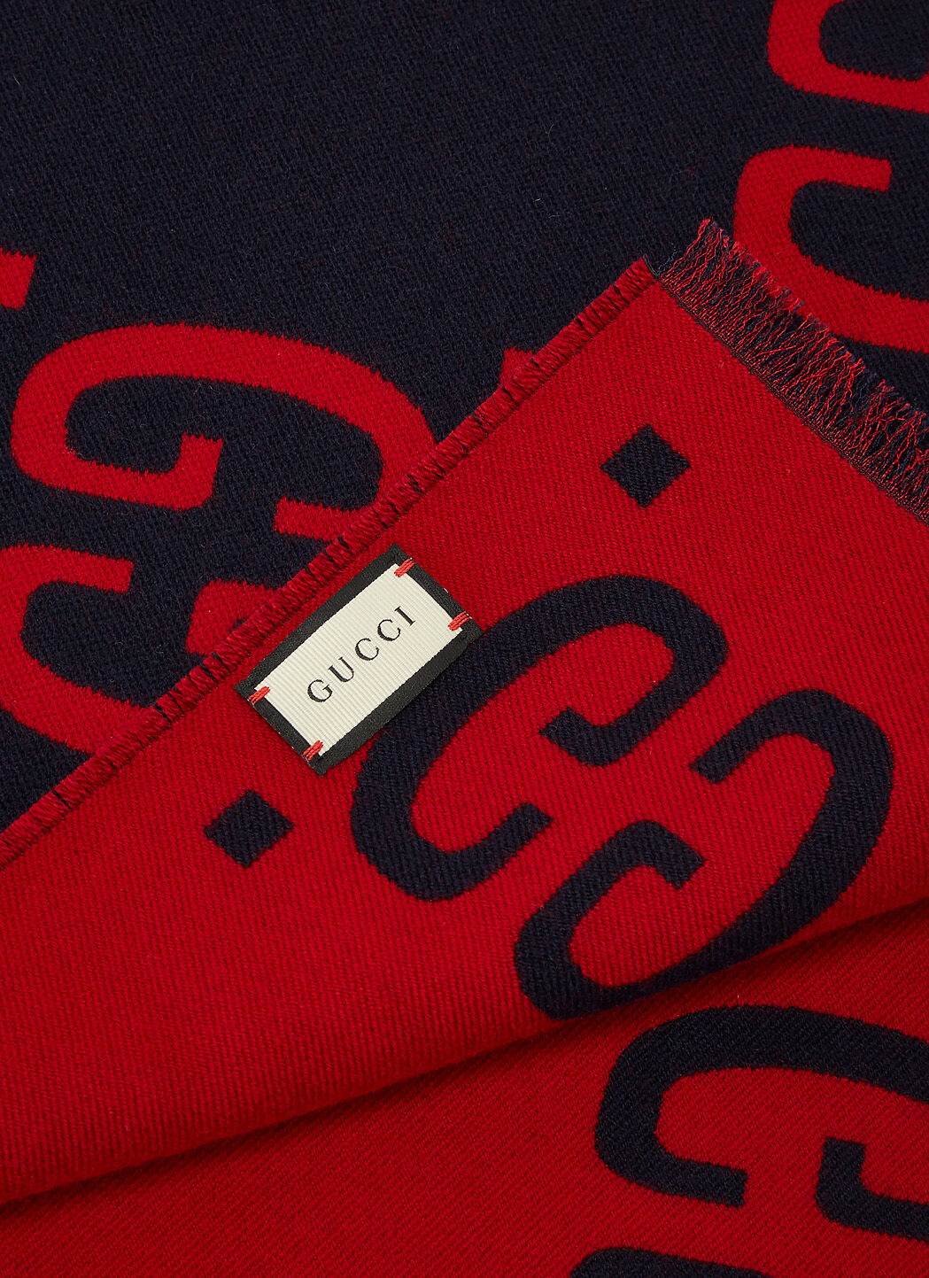 Gucci Men Gg Logo Wool Scarf