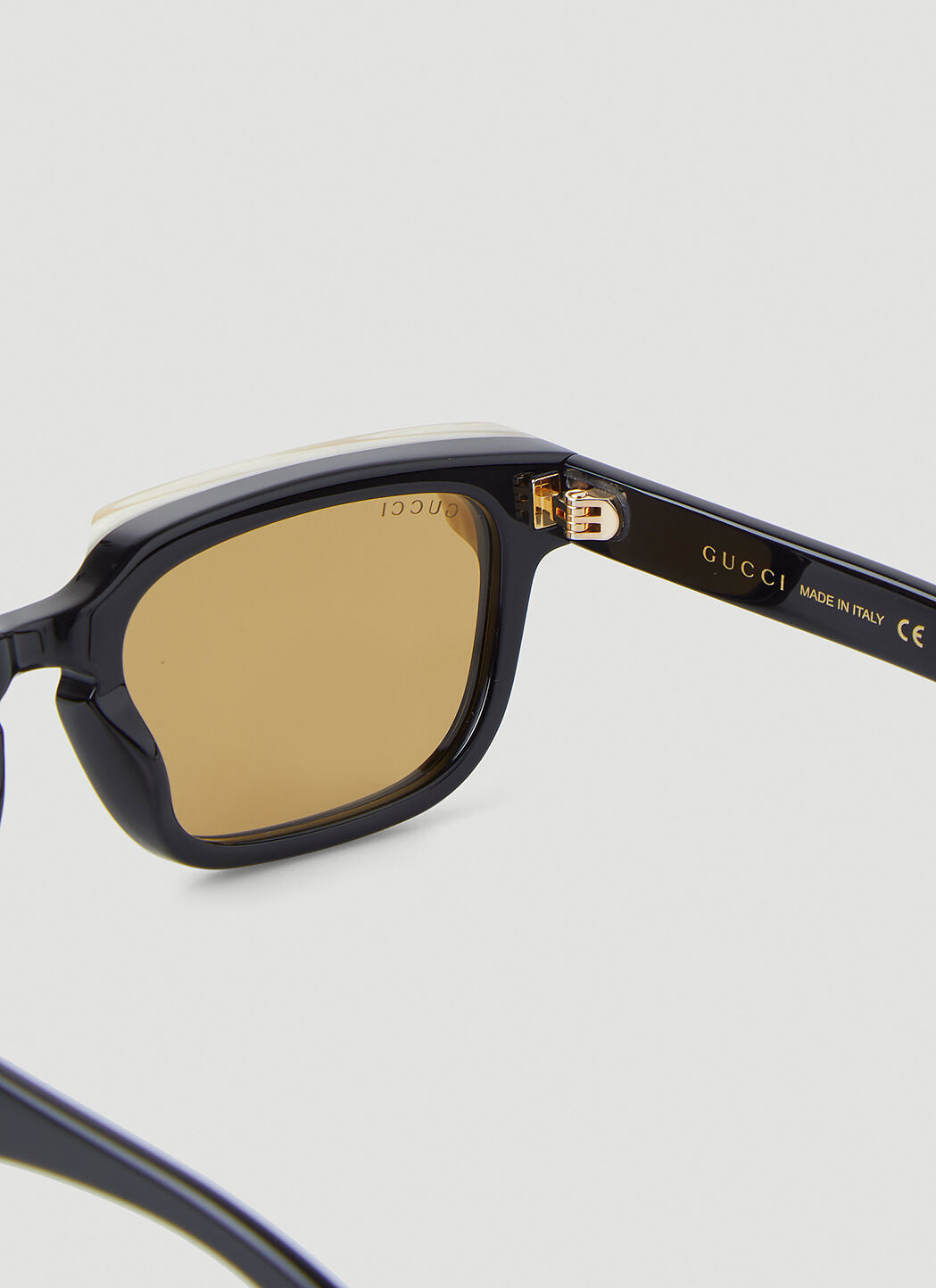 Gucci Men Contrast Trims Rectangular Sunglasses