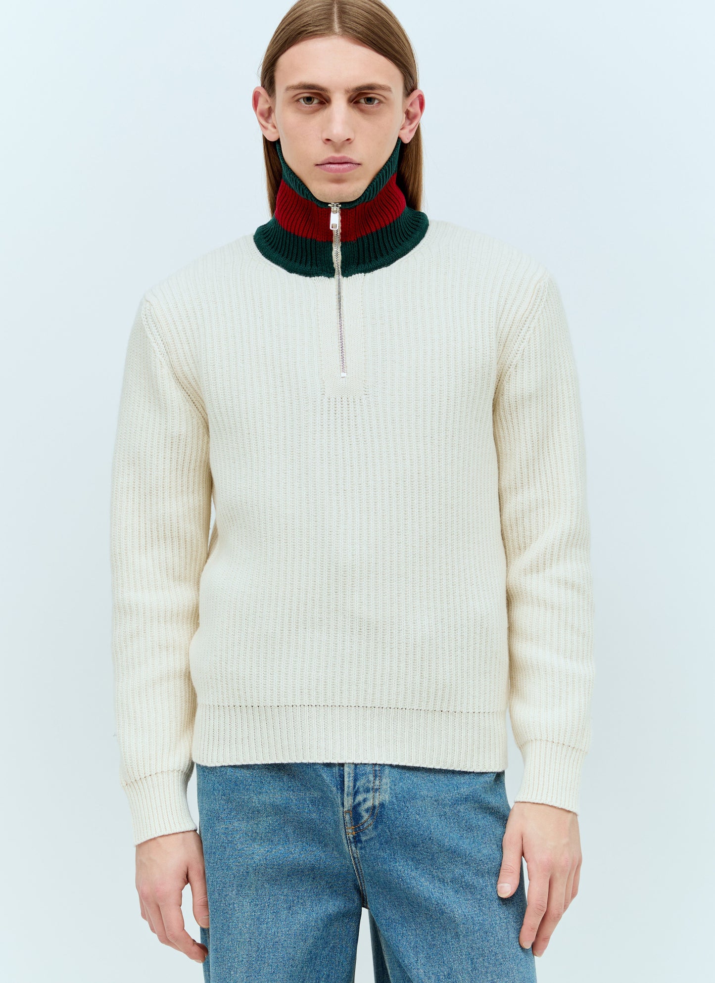 Gucci Men Wool Knit Web Sweater