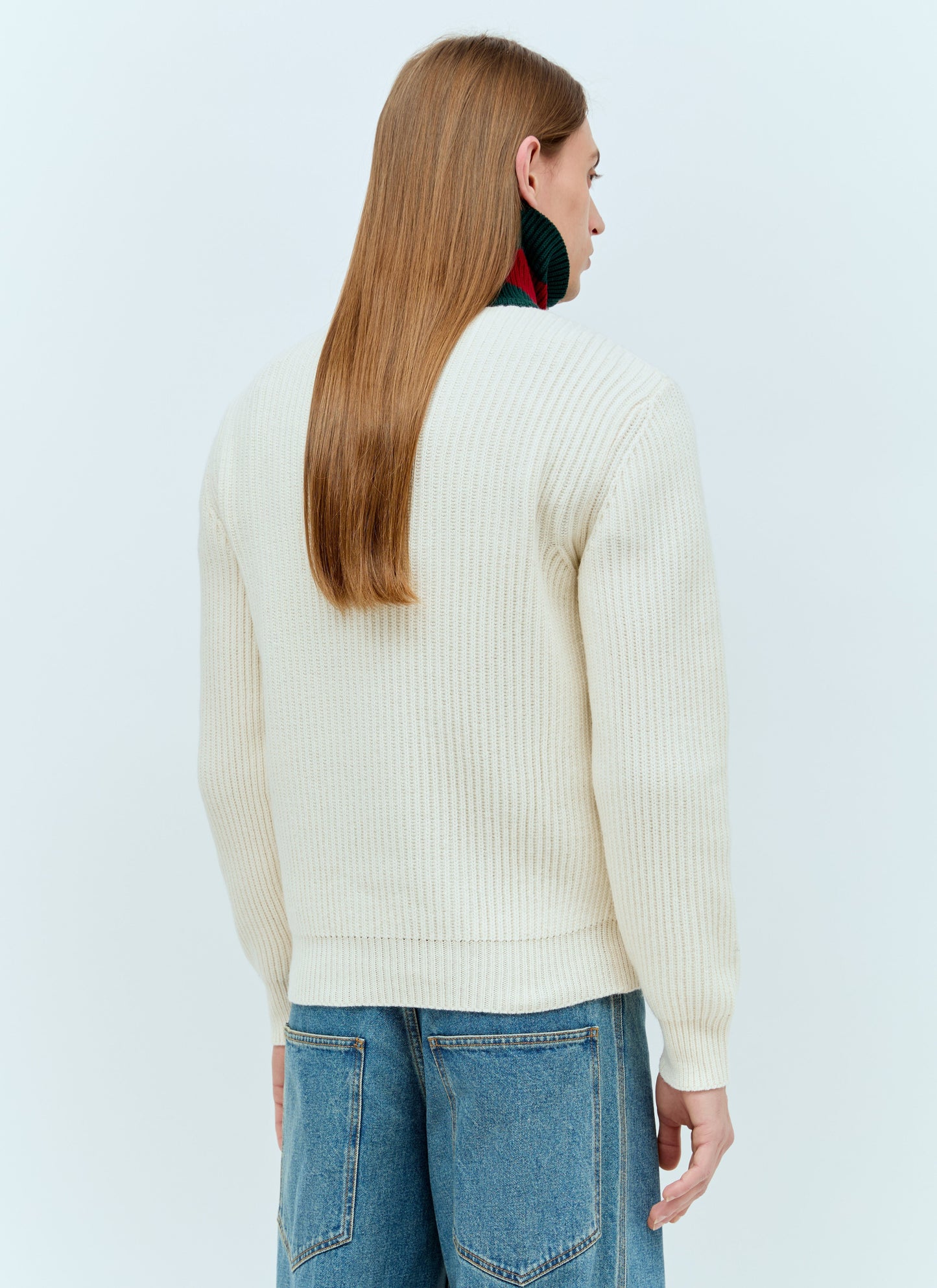 Gucci Men Wool Knit Web Sweater