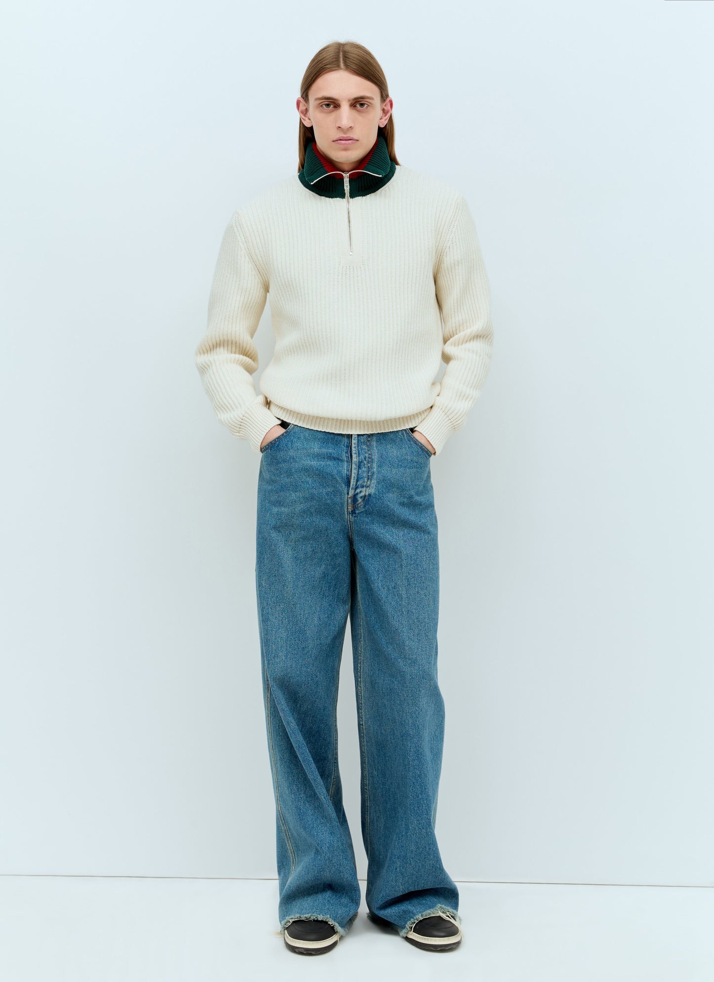 Gucci Men Wool Knit Web Sweater
